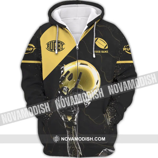 Man Shirt Custom Name Rugby Football Apparel Zipper Hoodie / S T-Shirt