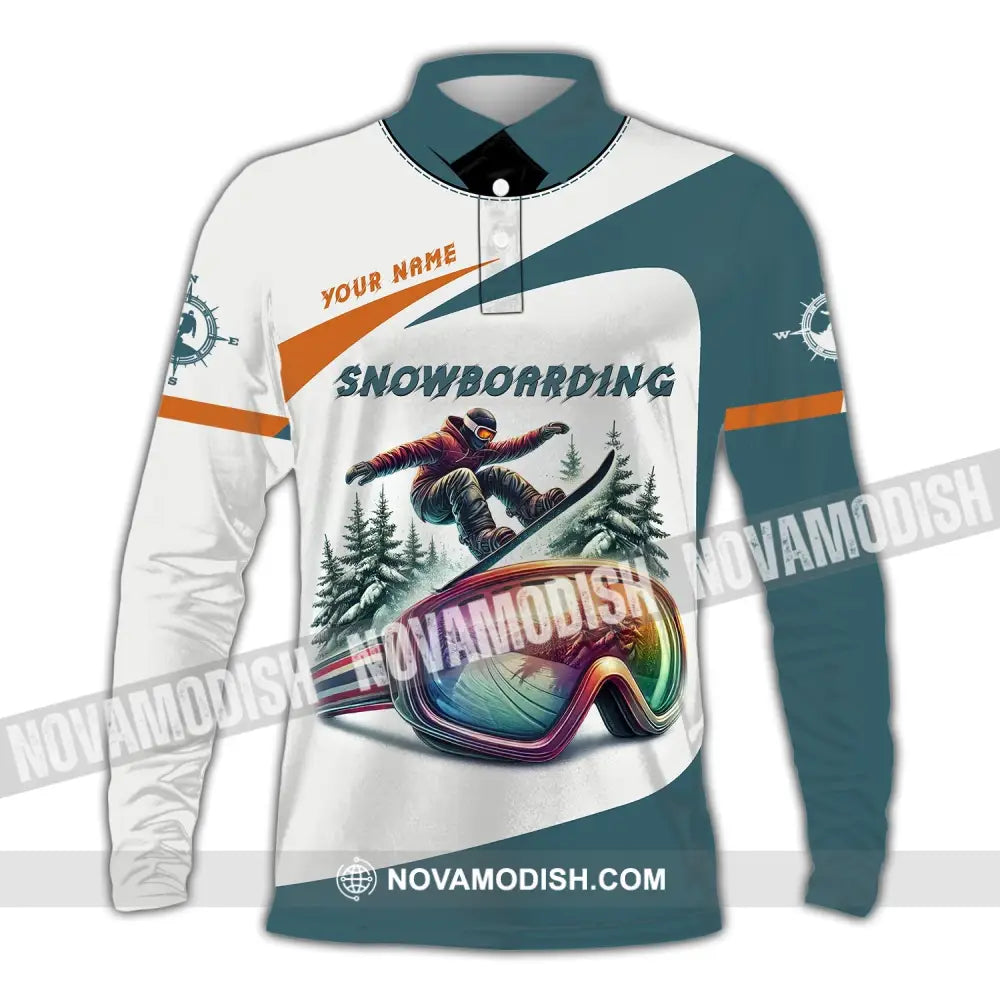 Man Shirt Custom Name Snowboarding Polo Long Sleeve Gift / S T-Shirt