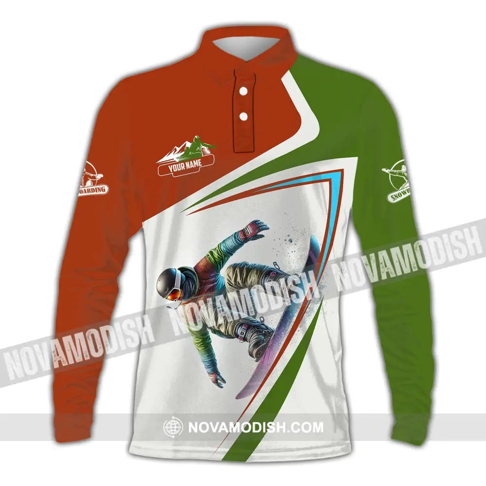 Man Shirt Custom Name Snowboarding Polo Long Sleeve Gift / S T-Shirt