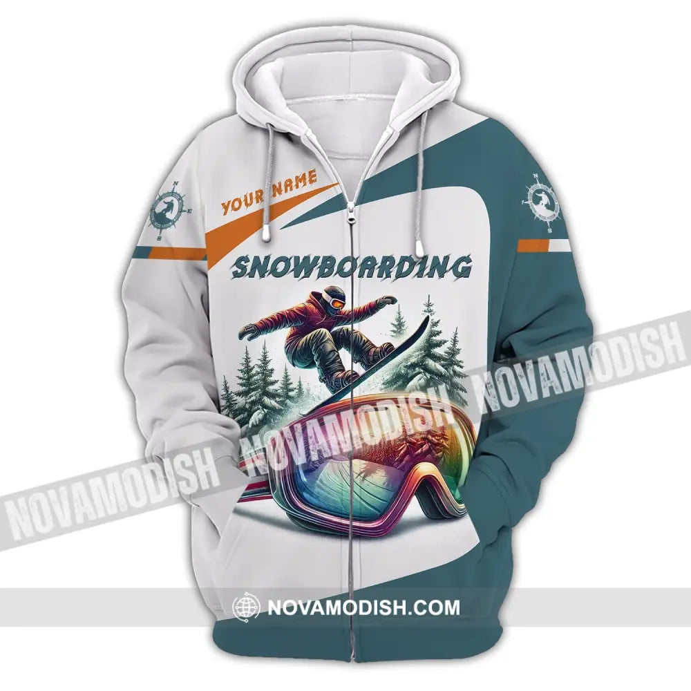 Man Shirt Custom Name Snowboarding Polo Long Sleeve Gift Zipper Hoodie / S T-Shirt