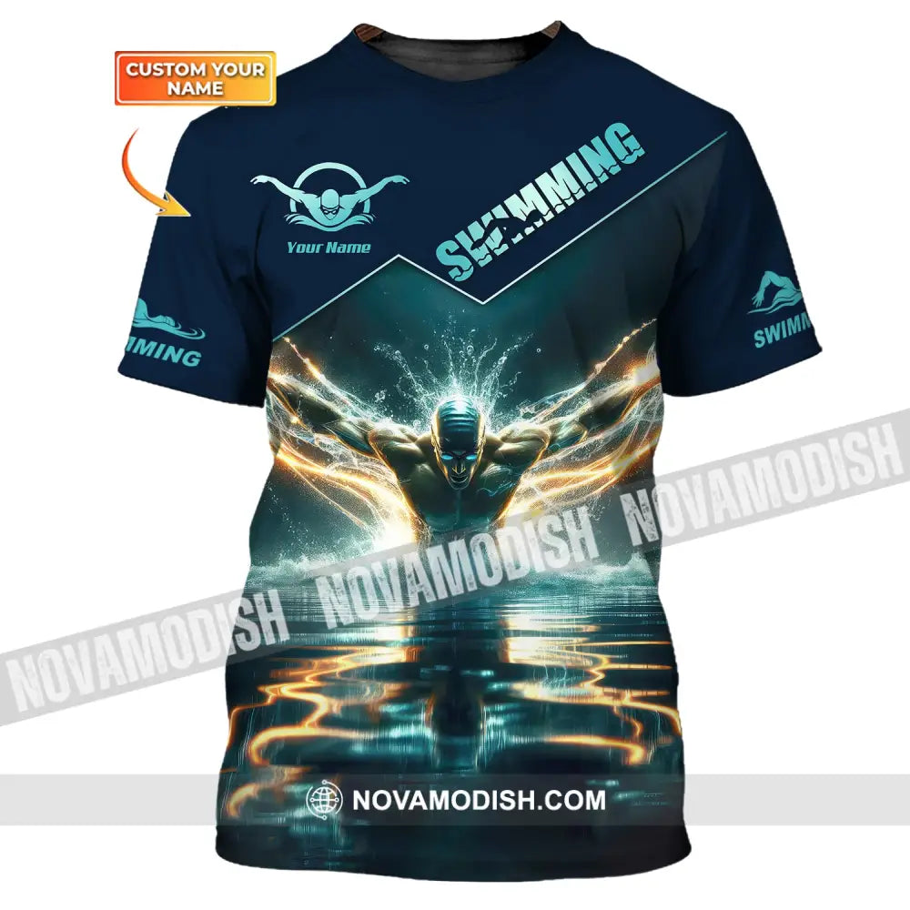 Man Shirt Custom Name Swimming For Swimmers T-Shirt