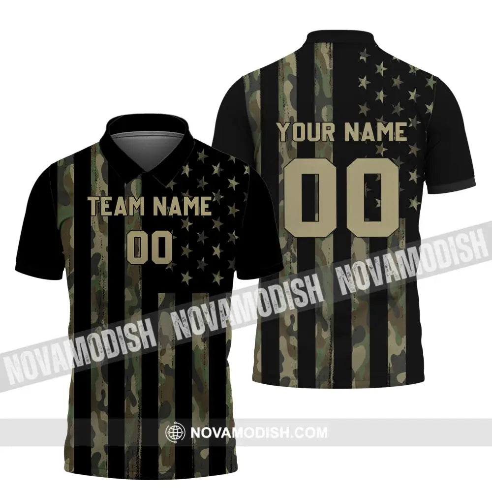 Man Shirt - Custom Name T-Shirt American Flag Us Polo / M T-Shirt