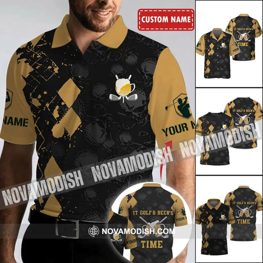 Man Shirt - Custom Name T-Shirt - It’s Gold And Beer Time Clothing T-shirt