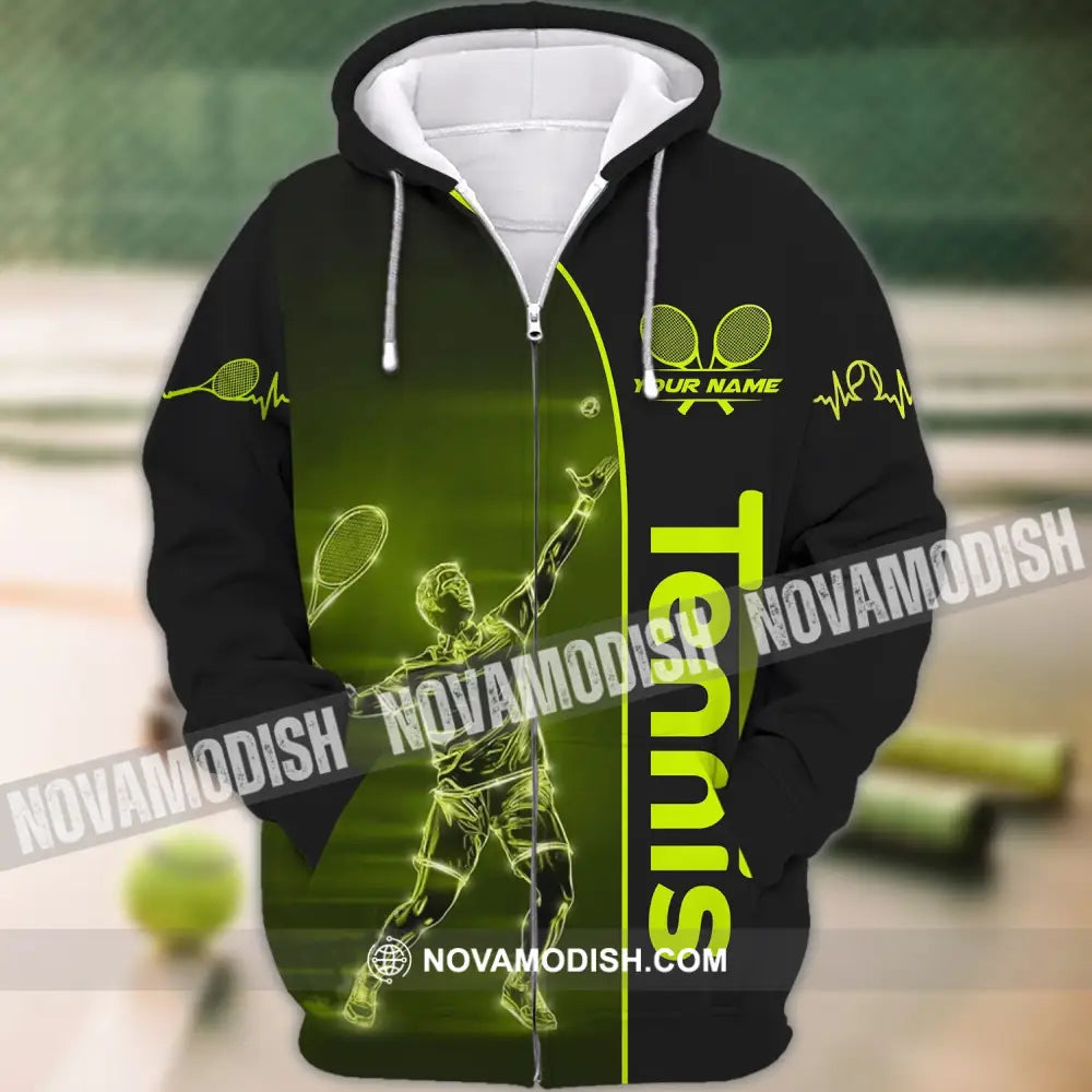 Man Shirt - Custom Name T-Shirt Tennis Lover Tennis Player Shirt Zipper Hoodie / S T-shirt