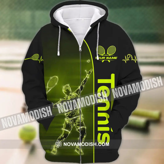 Man Shirt - Custom Name T-Shirt Tennis Lover Tennis Player Shirt Zipper Hoodie / S T-shirt