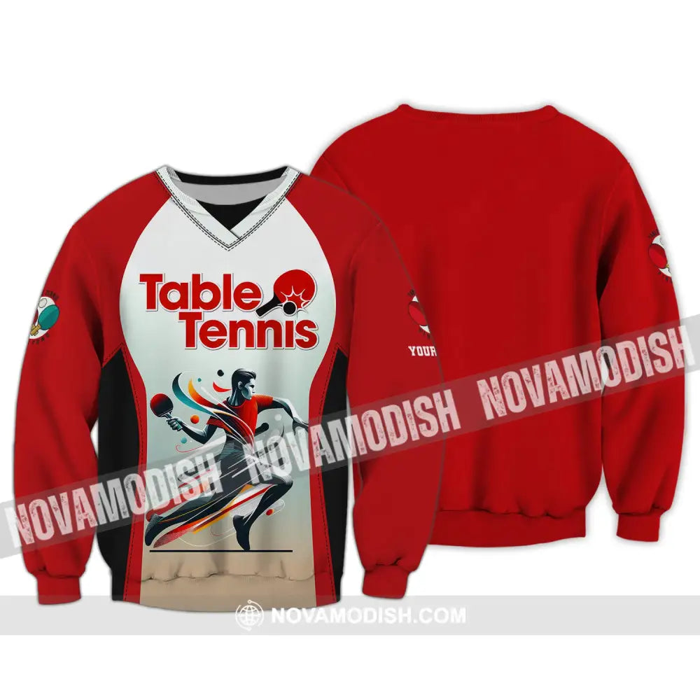 Man Shirt Custom Name Table Tennis Polo Long Sleeve Gift For Lover / S T-Shirt