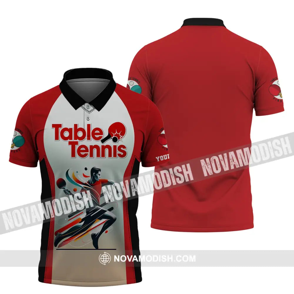 Man Shirt Custom Name Table Tennis Polo Long Sleeve Gift For Lover / S T-Shirt