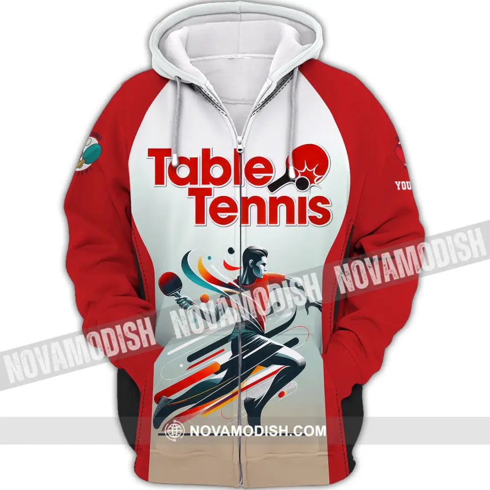 Man Shirt Custom Name Table Tennis Polo Long Sleeve Gift For Lover Zipper Hoodie / S T-Shirt