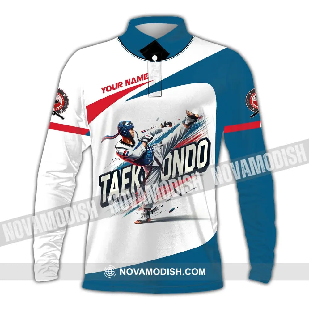 Man Shirt Custom Name Taekwondo Hoodie Polo Long Sleeve Gift For Lovers / S T-Shirt