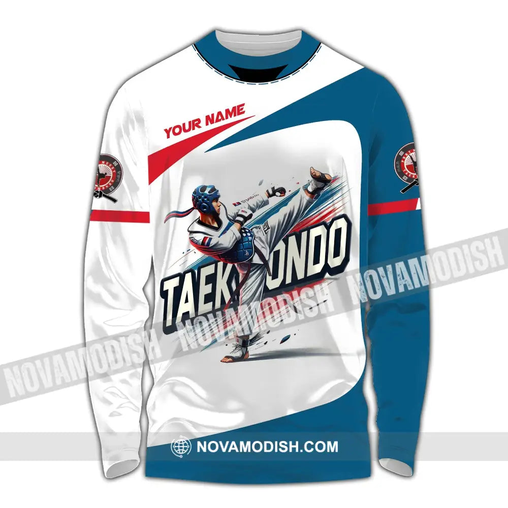 Man Shirt Custom Name Taekwondo Hoodie Polo Long Sleeve Gift For Lovers / S T-Shirt