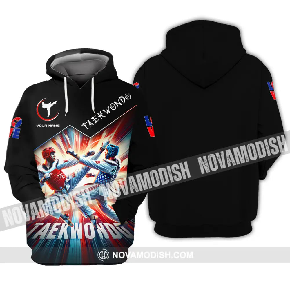 Man Shirt Custom Name Taekwondo Lover Hoodie Polo Long Sleeve / S T-Shirt