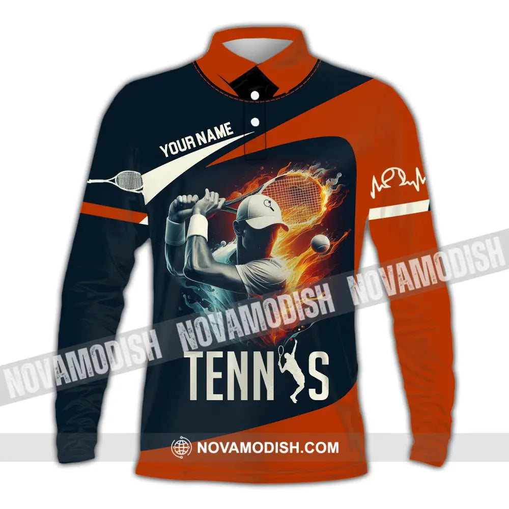 Man Shirt Custom Name Tennis Player Hoodie Polo Long Sleeve / S T-Shirt