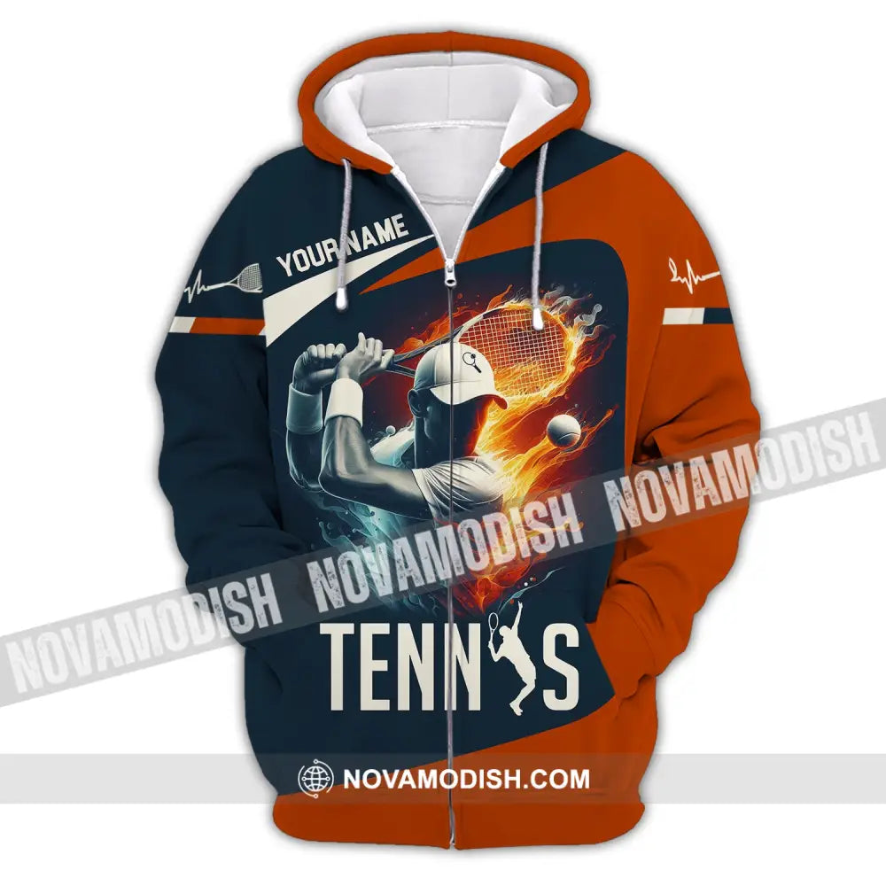 Man Shirt Custom Name Tennis Player Hoodie Polo Long Sleeve Zipper / S T-Shirt