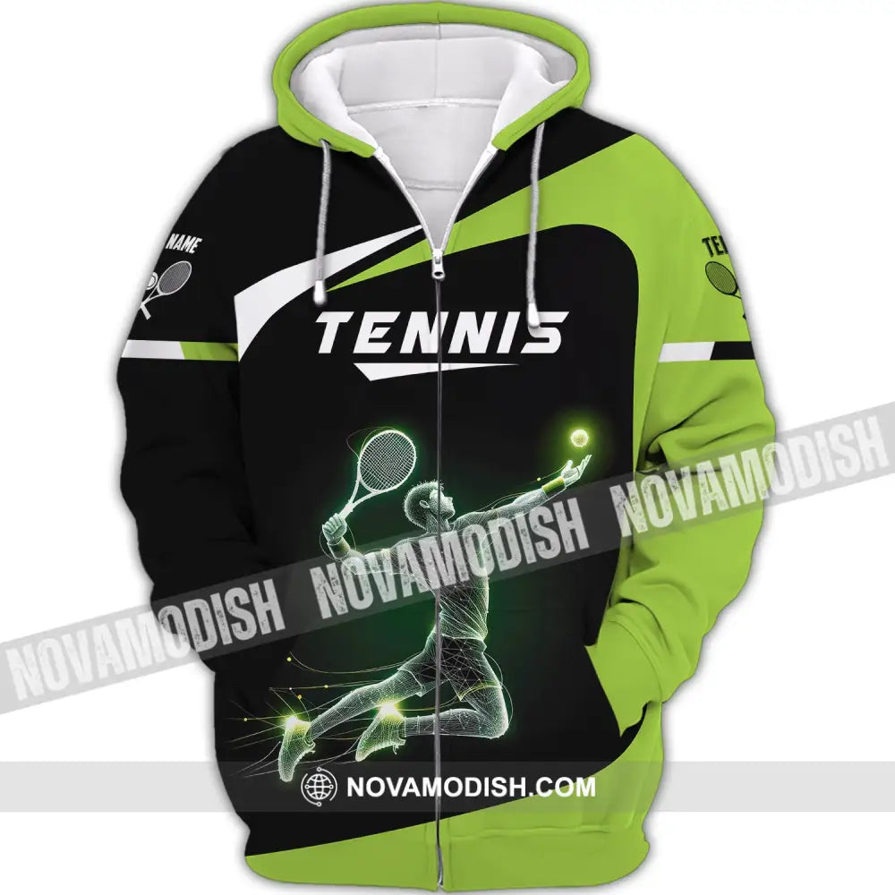 Man Shirt Custom Name Tennis T-Shirt For Team Gift Players Zipper Hoodie / S