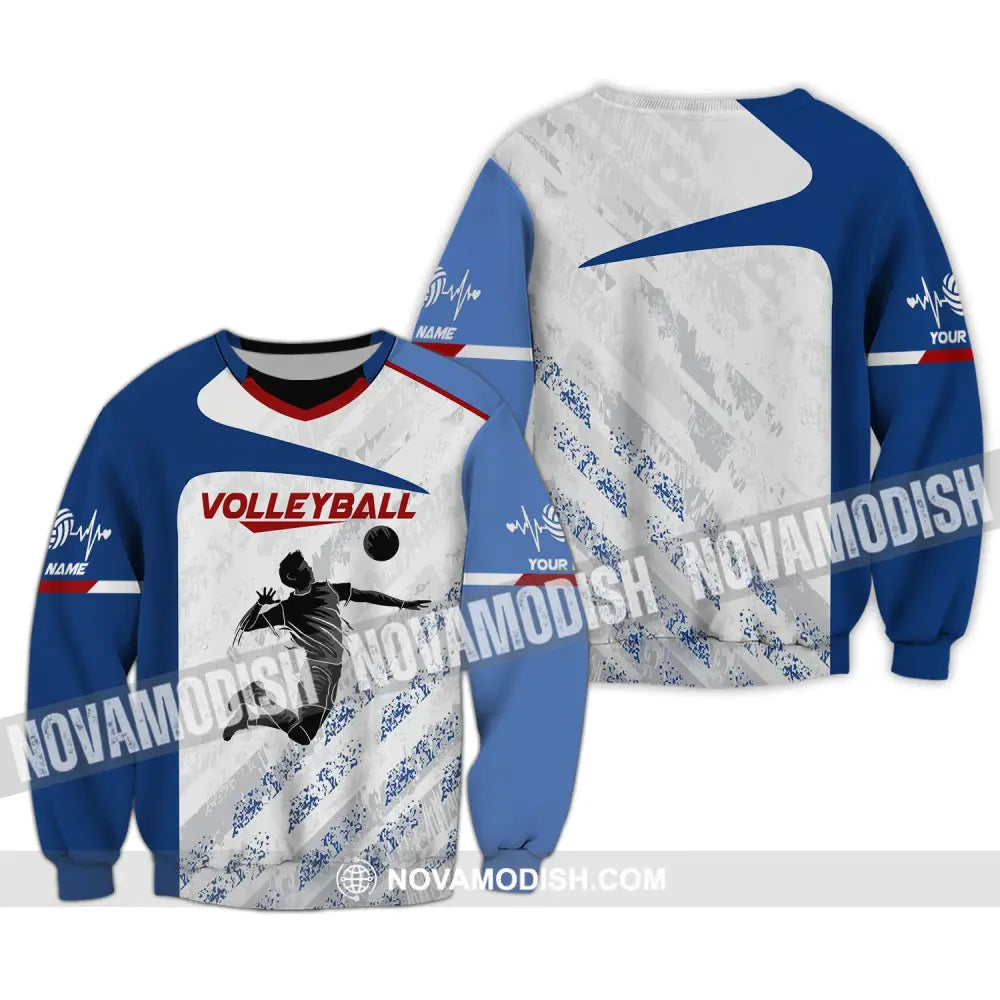 Man Shirt Custom Name Volleyball Gift For Players T-Shirt Club Long Sleeve / S