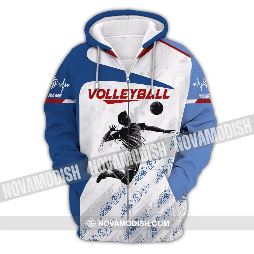 Man Shirt Custom Name Volleyball Gift For Players T-Shirt Club Zipper Hoodie / S