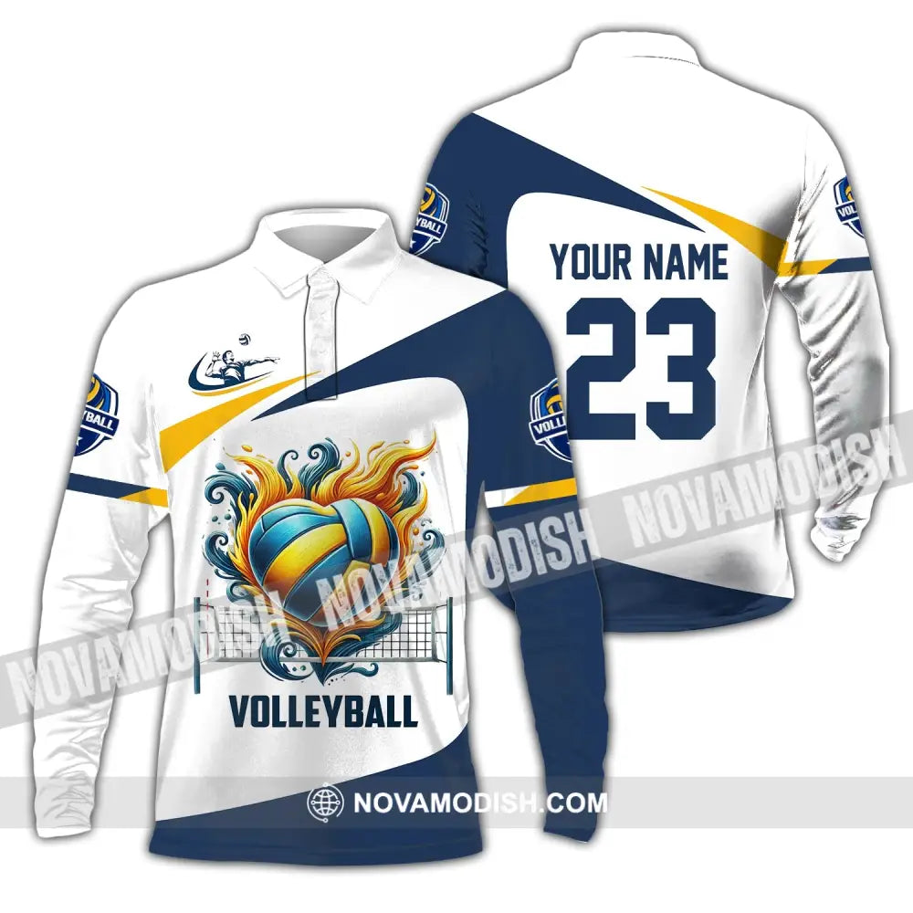 Man Shirt Custom Name Volleyball Player T-Shirt For Lover Team Uniform Long Sleeve Polo / S T-Shirt