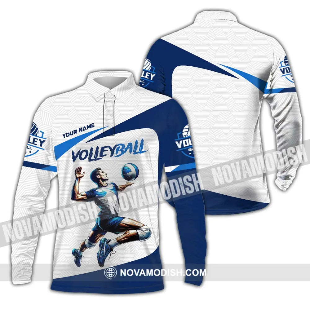 Man Shirt Custom Name Volleyball Player T-Shirt For Lover Team Uniform Long Sleeve Polo / S T-Shirt