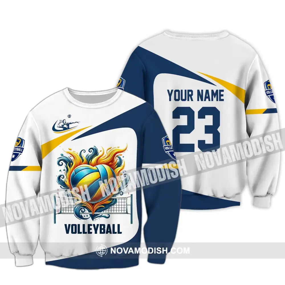 Man Shirt Custom Name Volleyball Player T-Shirt For Lover Team Uniform Long Sleeve / S T-Shirt