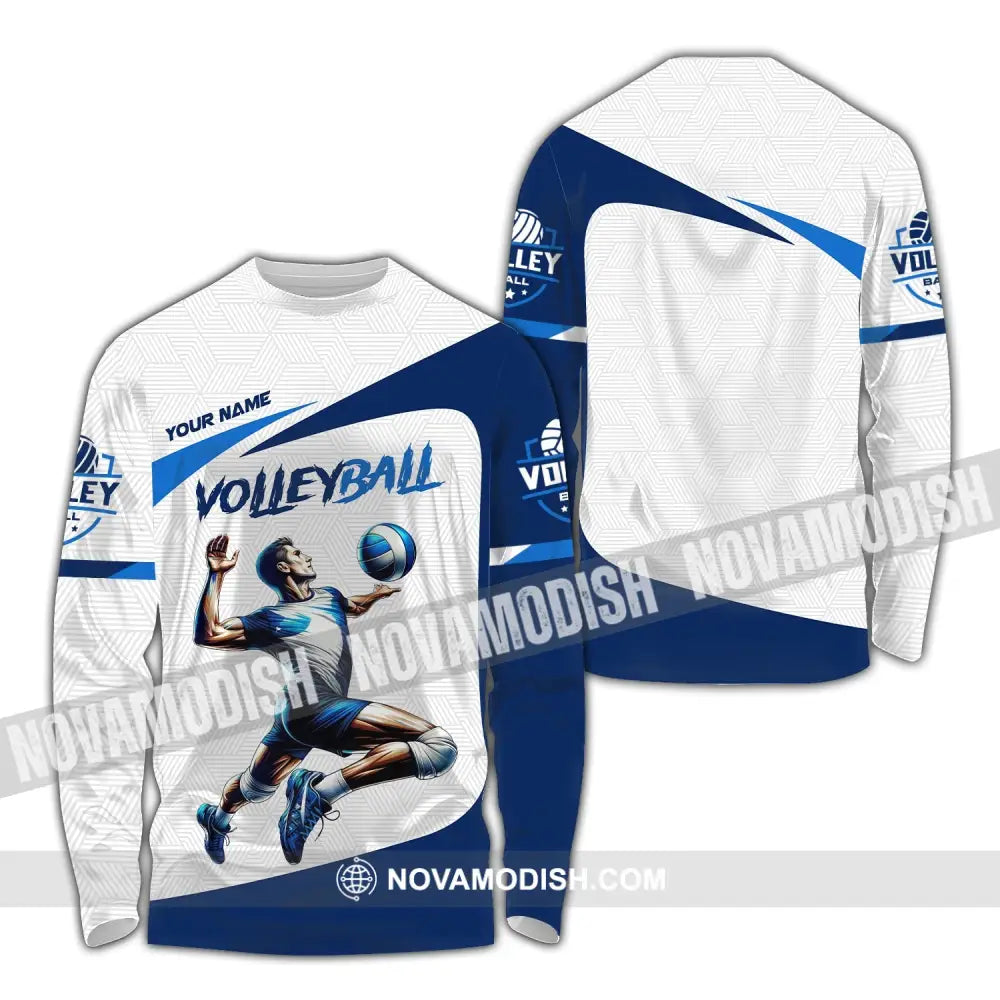 Man Shirt Custom Name Volleyball Player T-Shirt For Lover Team Uniform Long Sleeve / S T-Shirt