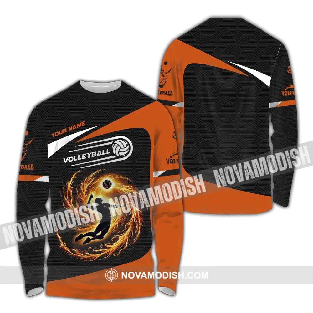 Man Shirt Custom Name Volleyball Player T-Shirt For Lover Team Uniform Long Sleeve / S T-Shirt