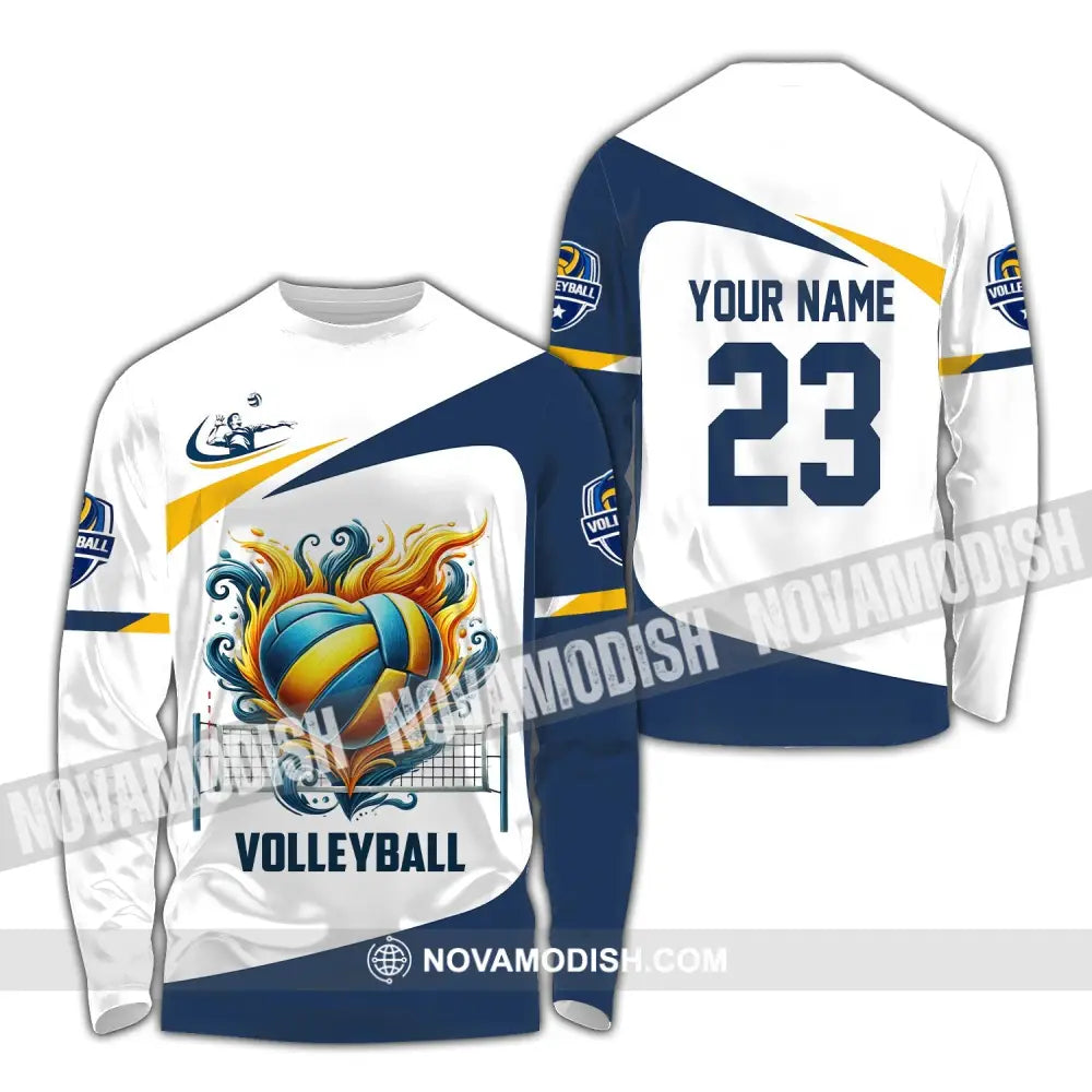 Man Shirt Custom Name Volleyball Player T-Shirt For Lover Team Uniform Long Sleeve / S T-Shirt