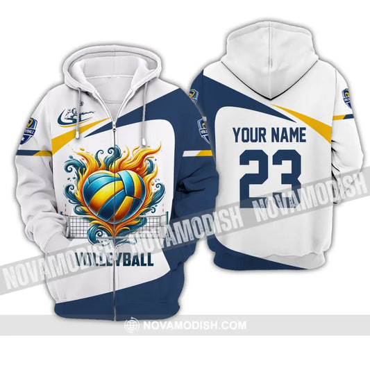 Man Shirt Custom Name Volleyball Player T-Shirt For Lover Team Uniform Zipper Hoodie / S T-Shirt