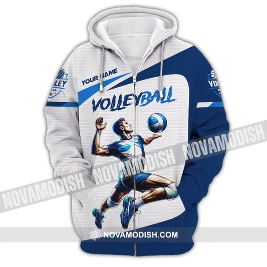 Man Shirt Custom Name Volleyball Player T-Shirt For Lover Team Uniform Zipper Hoodie / S T-Shirt