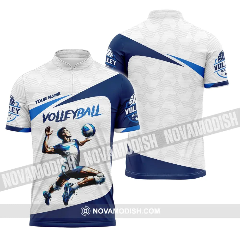 Man Shirt Custom Name Volleyball Player T-Shirt For Lover Team Uniform Zipper Polo / S T-Shirt