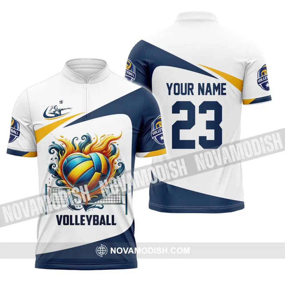 Man Shirt Custom Name Volleyball Player T-Shirt For Lover Team Uniform Zipper Polo / S T-Shirt