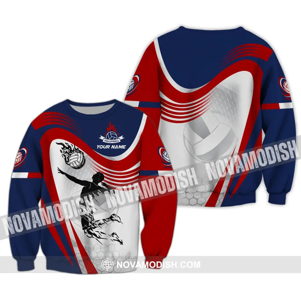 Man Shirt Custom Name Volleyball T-Shirt For Club Gift Players Long Sleeve / S