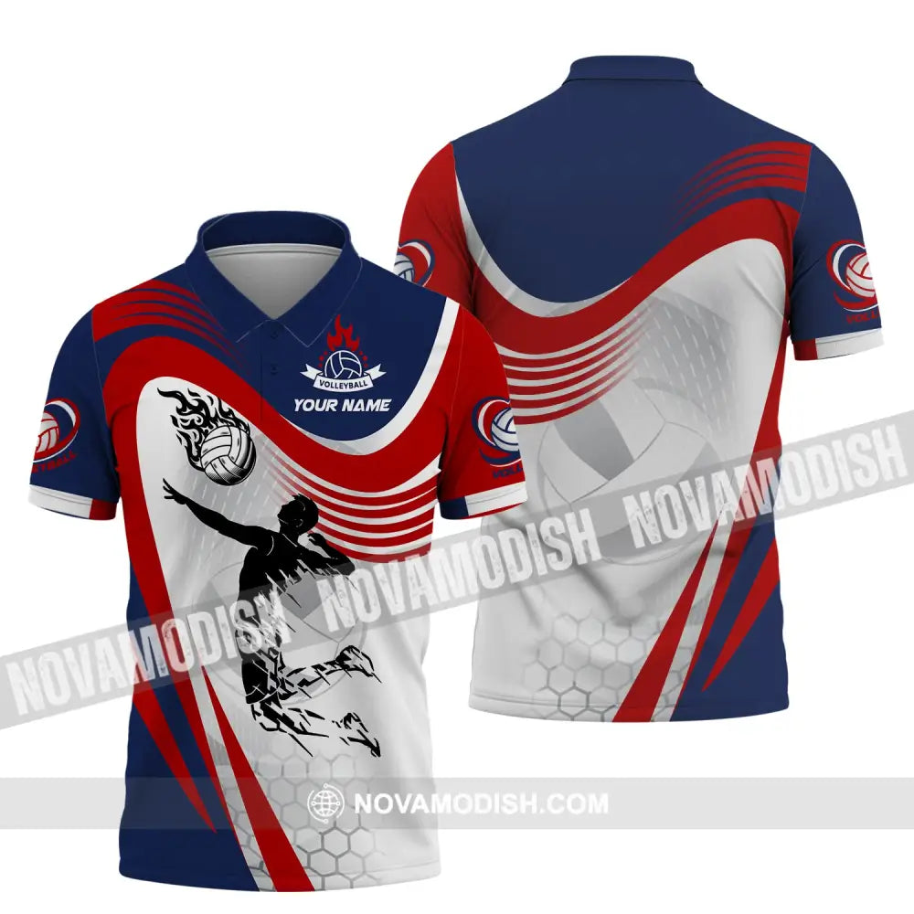 Man Shirt Custom Name Volleyball T-Shirt For Club Gift Players Polo / S