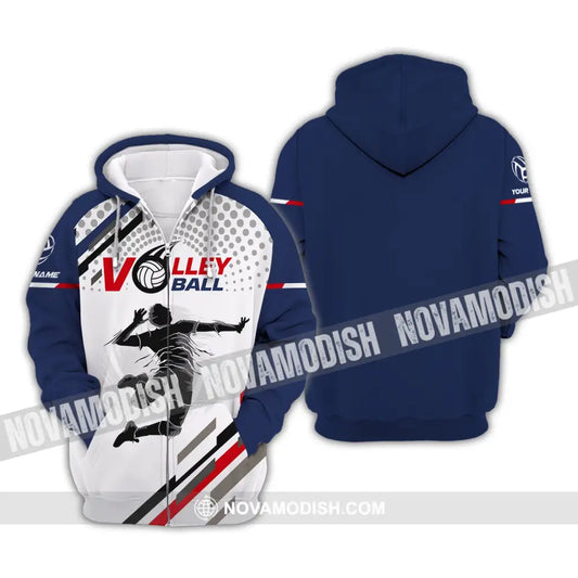 Man Shirt Custom Name Volleyball T-Shirt Gift For Player Zipper Hoodie / S T-Shirt