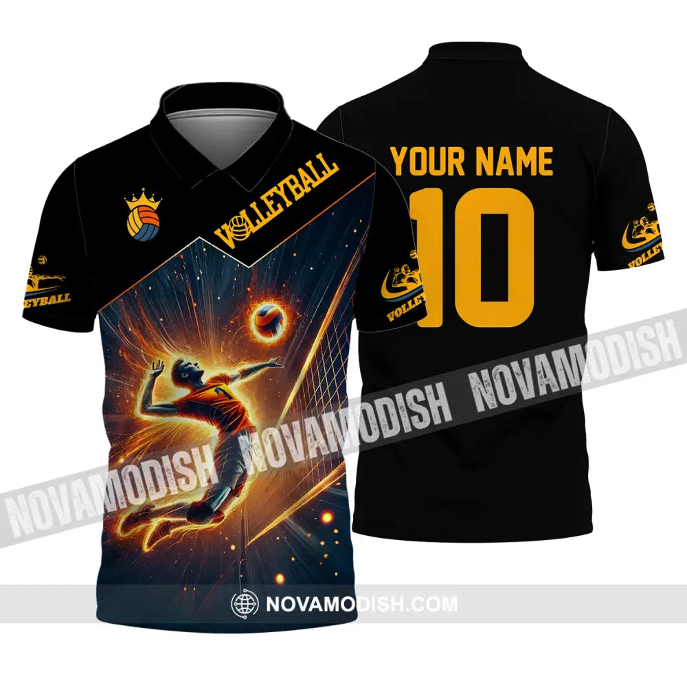 Man Shirt Custom Name Volleyball T-Shirt Hoodie Long Sleeve Polo / S