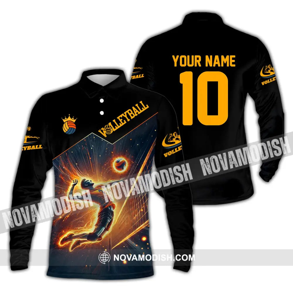 Man Shirt Custom Name Volleyball T-Shirt Hoodie Long Sleeve Polo / S