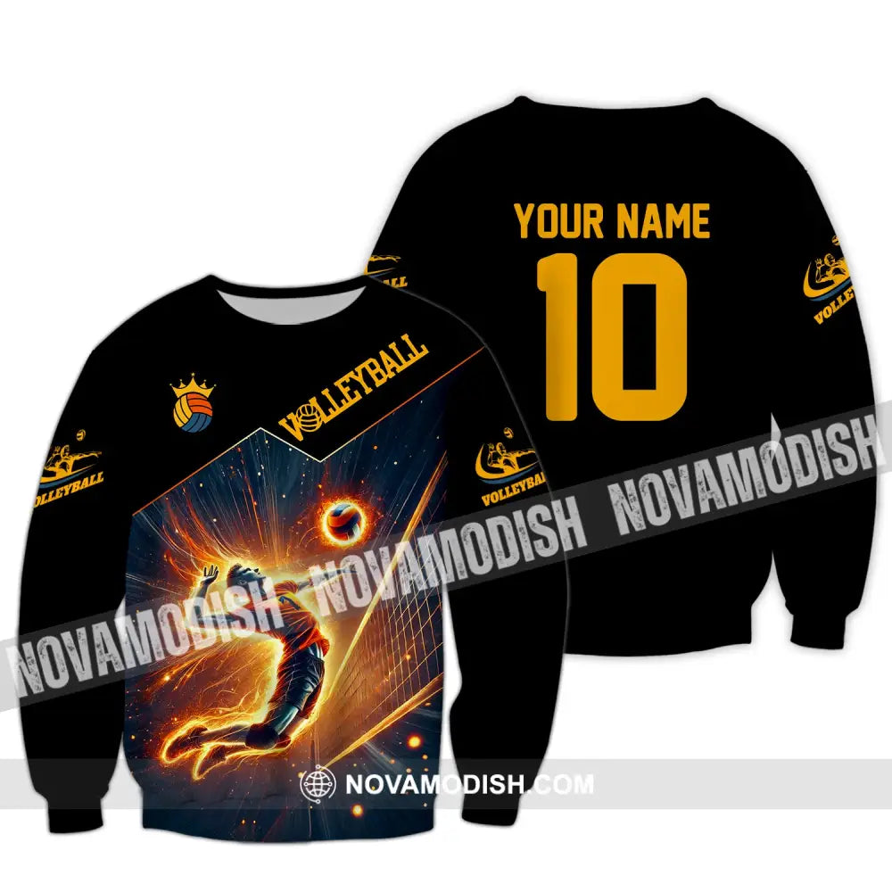 Man Shirt Custom Name Volleyball T-Shirt Hoodie Long Sleeve / S