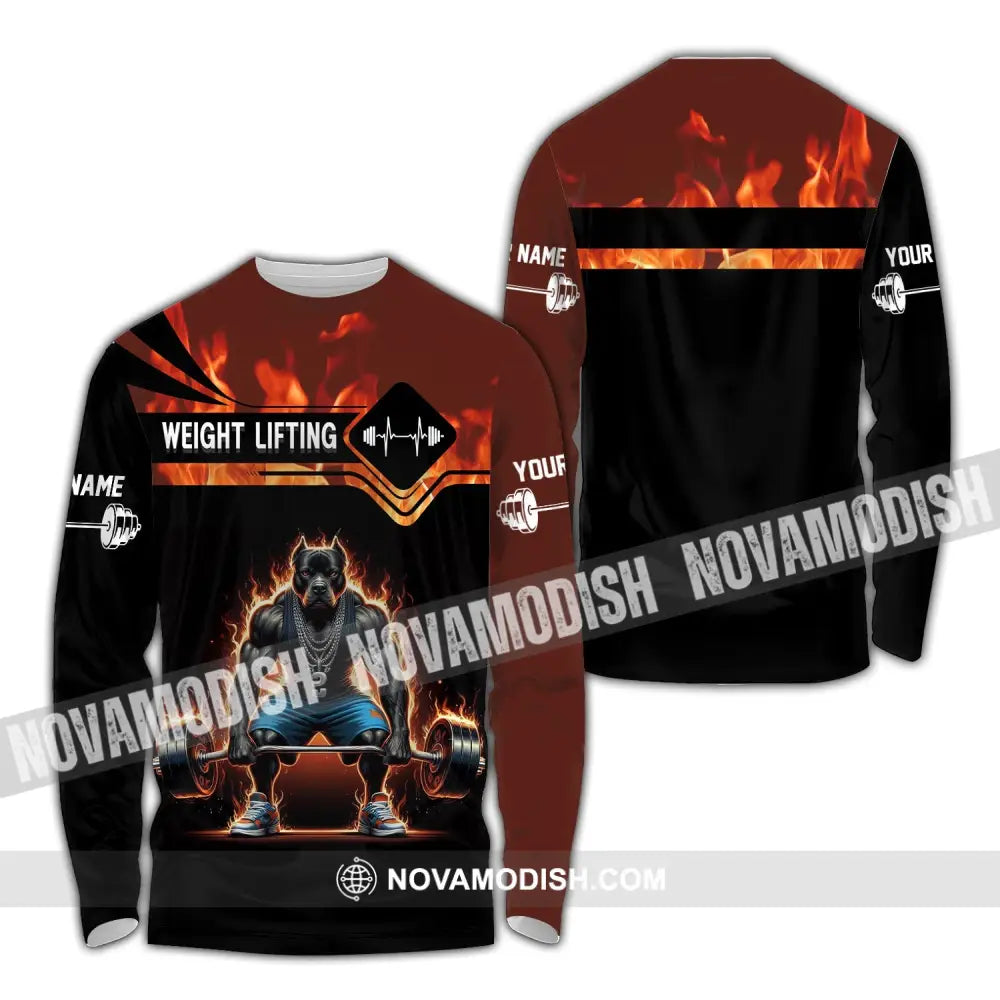 Man Shirt Custom Name Weightlifting Polo Apparel Long Sleeve / S T-Shirt