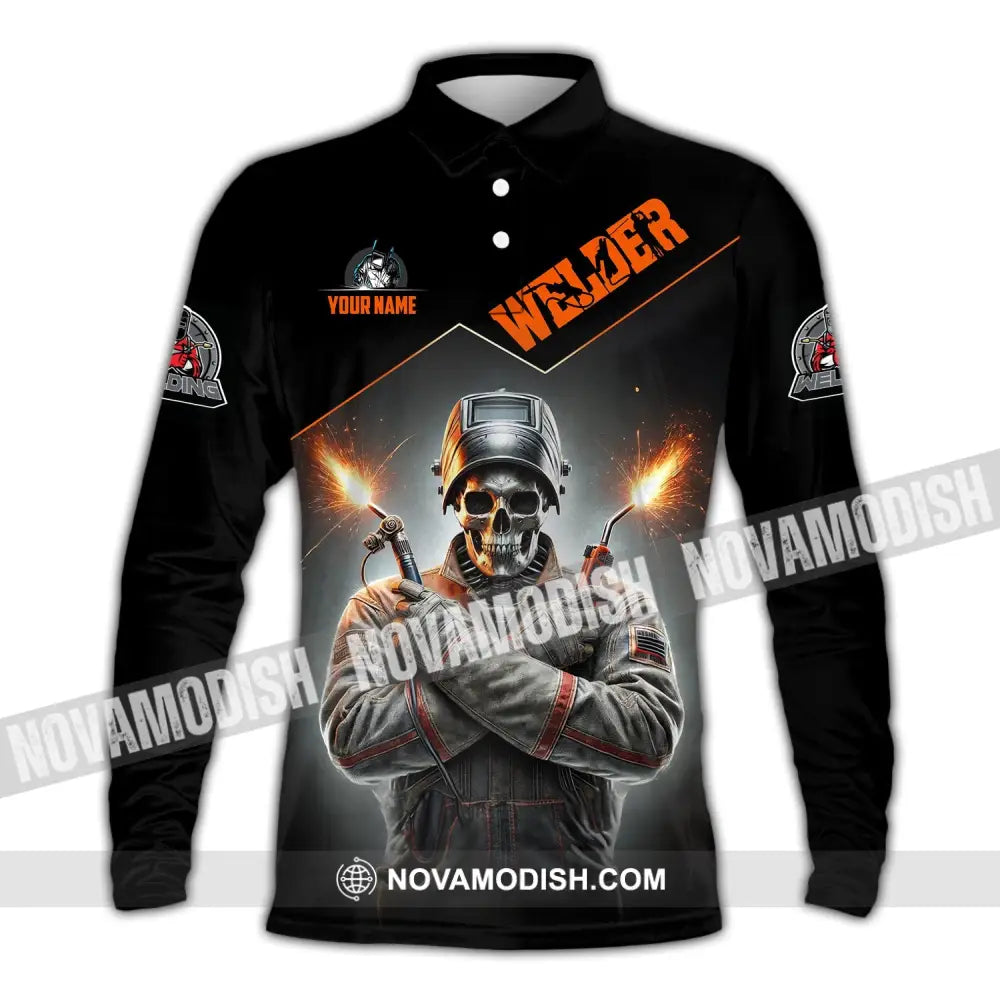 Man Shirt Custom Name Welder Hoodie Polo Long Sleeve / S T-Shirt