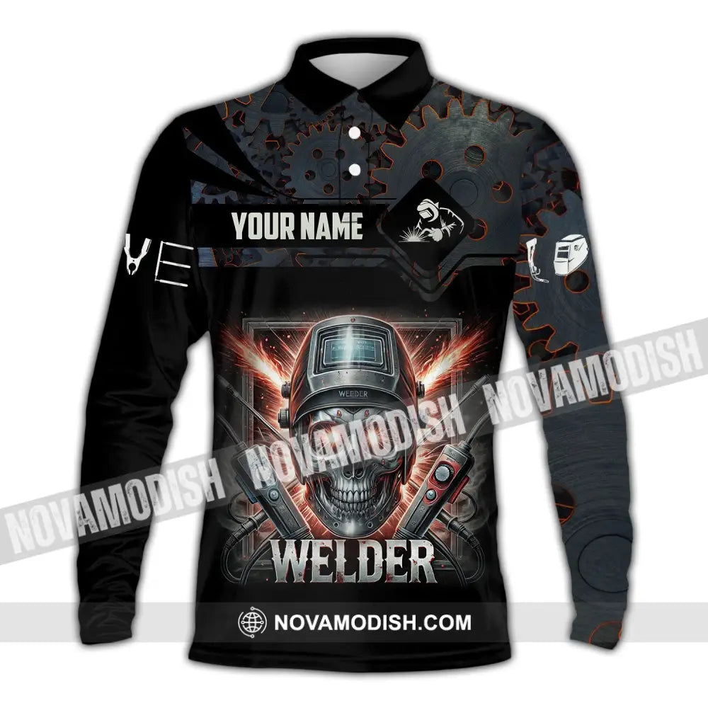 Man Shirt Custom Name Welder Polo Hoodie Long Sleeve / S T-Shirt
