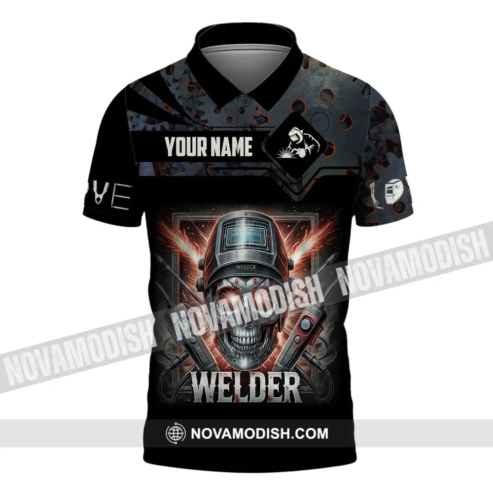 Man Shirt Custom Name Welder Polo Hoodie Long Sleeve / S T-Shirt