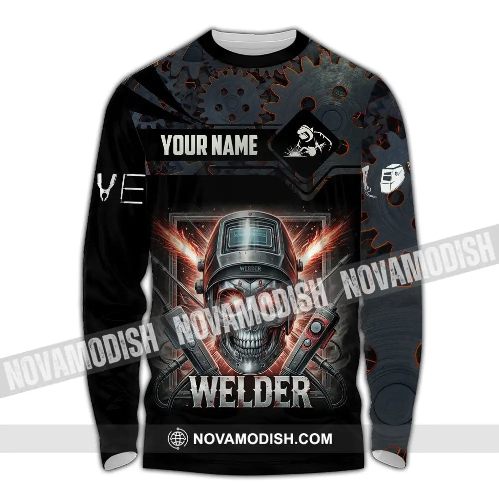 Man Shirt Custom Name Welder Polo Hoodie Long Sleeve / S T-Shirt