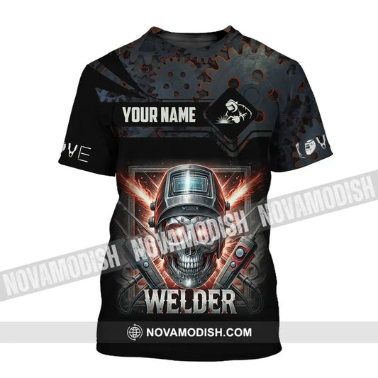 Man Shirt Custom Name Welder Polo Hoodie Long Sleeve T-Shirt / S T-Shirt