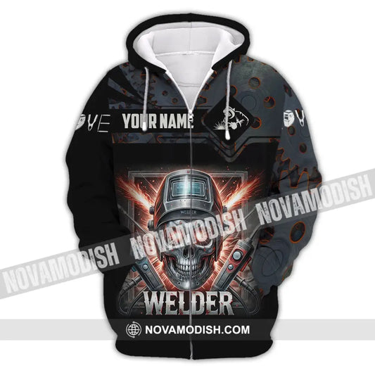 Man Shirt Custom Name Welder Polo Hoodie Long Sleeve Zipper / S T-Shirt