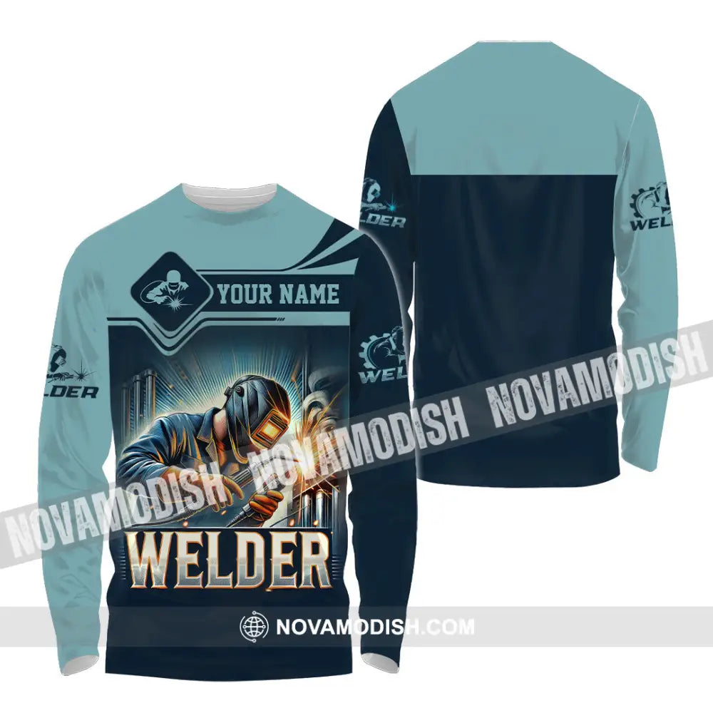 Man Shirt Custom Name Welder Polo Long Sleeve Gift For / S T-Shirt