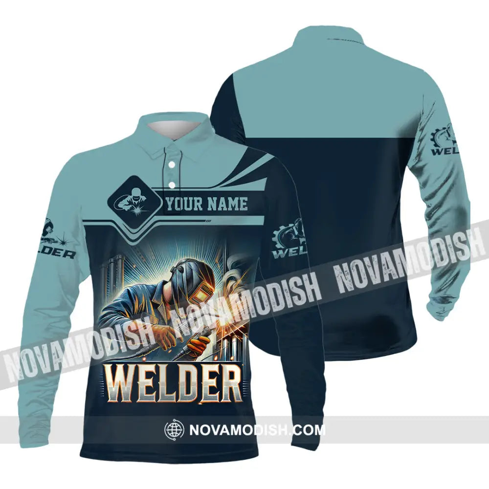 Man Shirt Custom Name Welder Polo Long Sleeve Gift For / S T-Shirt