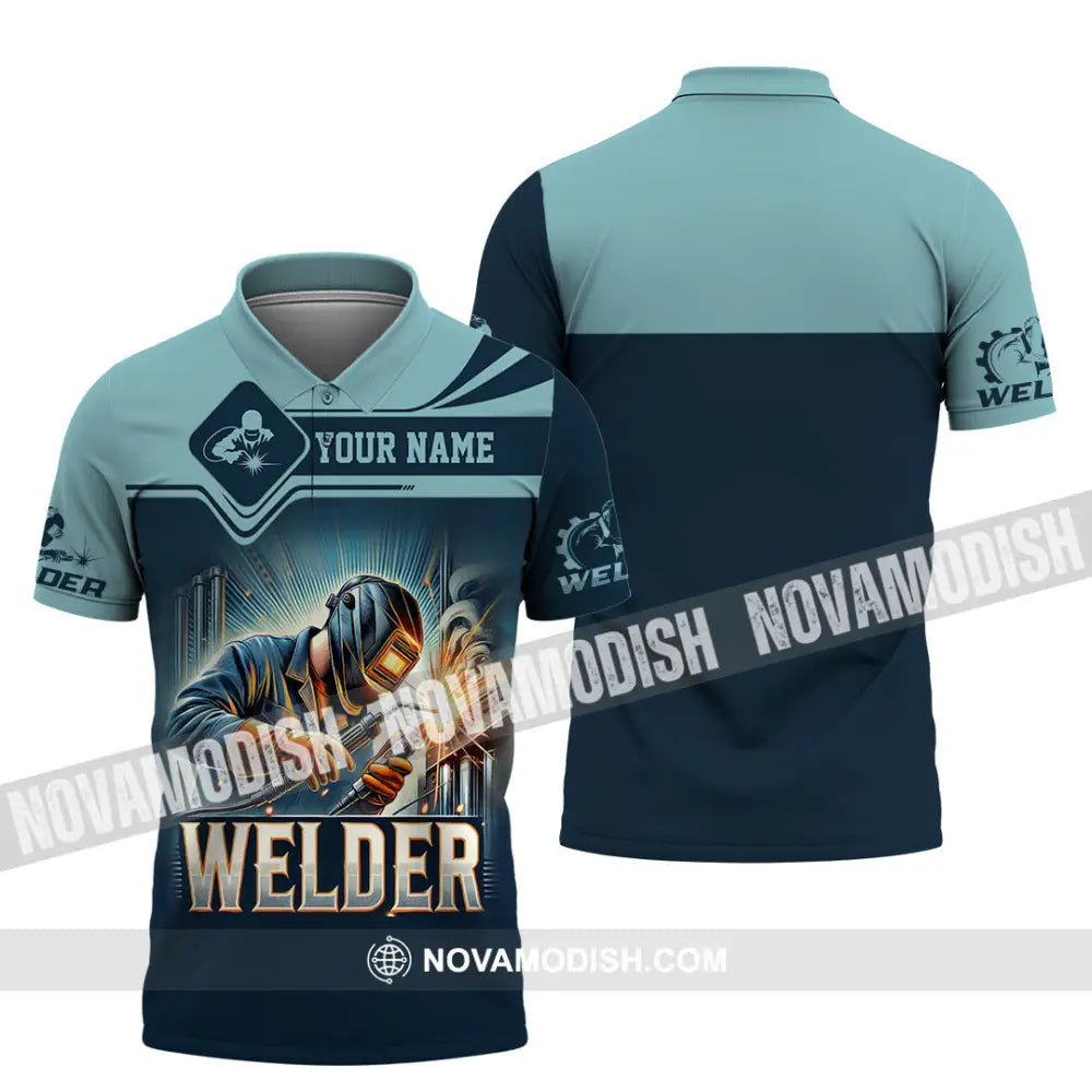 Man Shirt Custom Name Welder Polo Long Sleeve Gift For / S T-Shirt