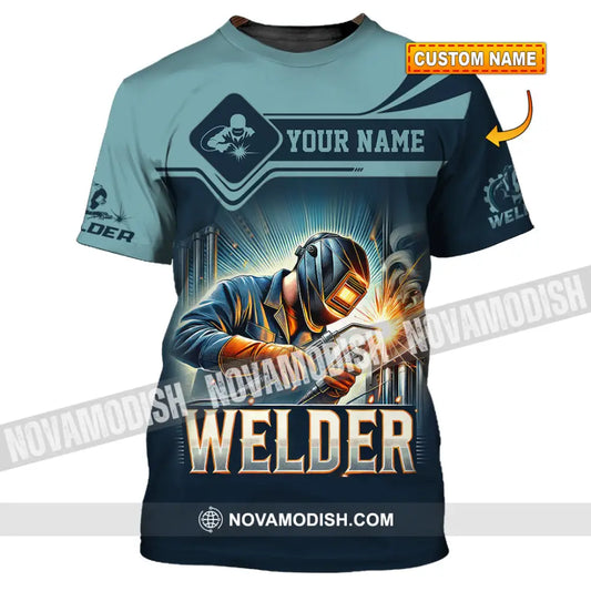 Man Shirt Custom Name Welder Polo Long Sleeve Gift For T-Shirt