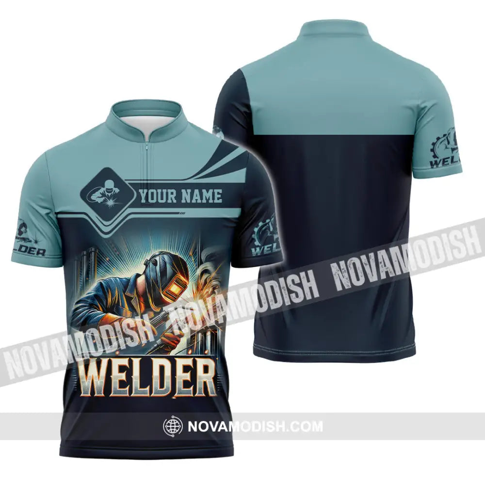 Man Shirt Custom Name Welder Polo Long Sleeve Gift For Zipper / S T-Shirt