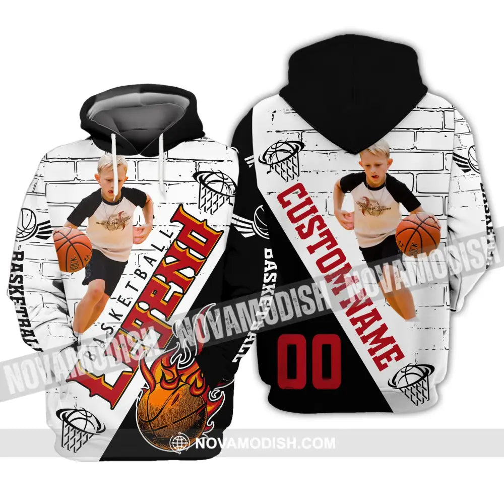 Man Shirt Custom Photo Name And Number Basketball T-Shirt Legend Gift For Player Hoodie / S