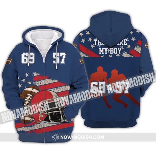 Man Shirt - Custom Rugby Football T-Shirt - Those Are My Boy - Football Clothing Zipper Hoodie / S T-shirt